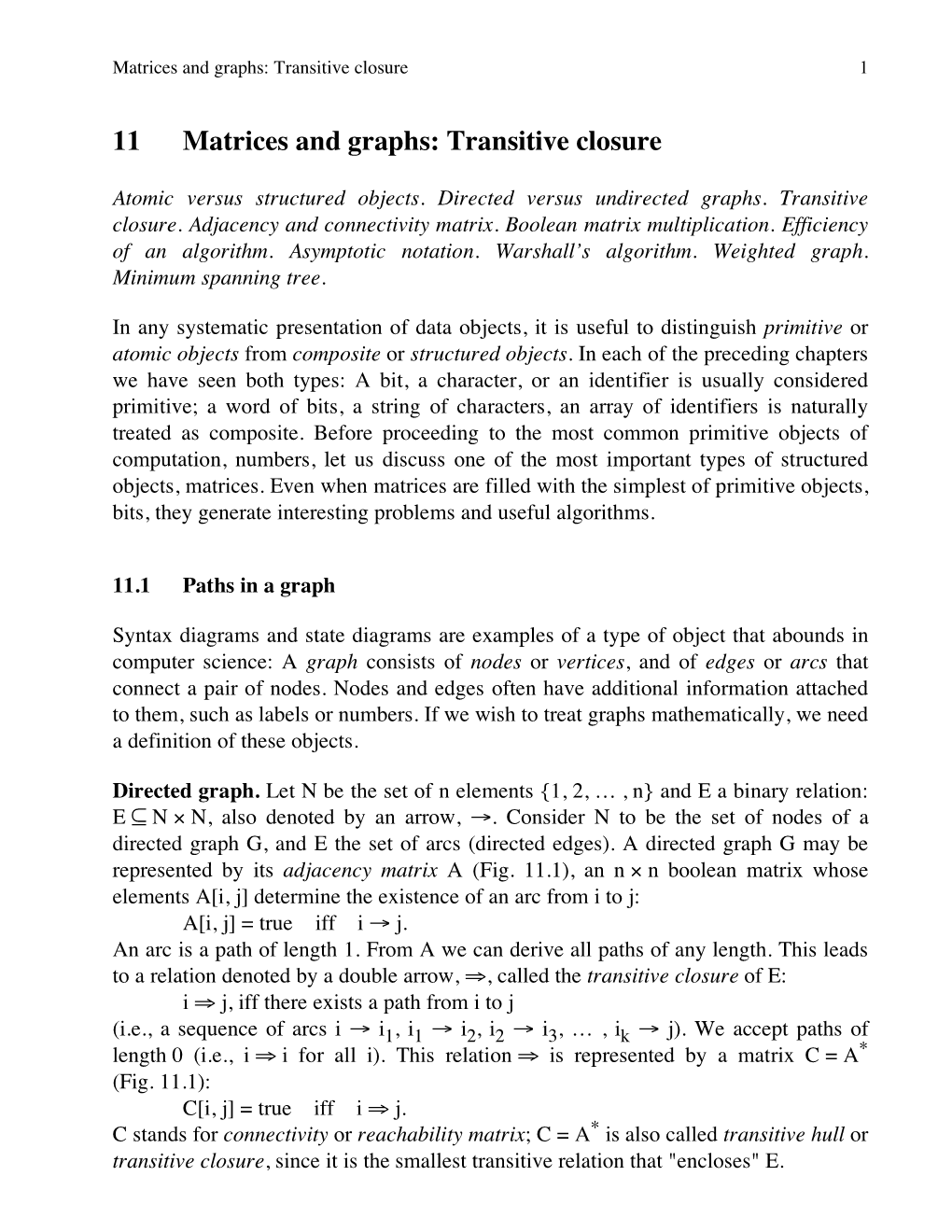 11 Matrices and Graphs: Transitive Closure