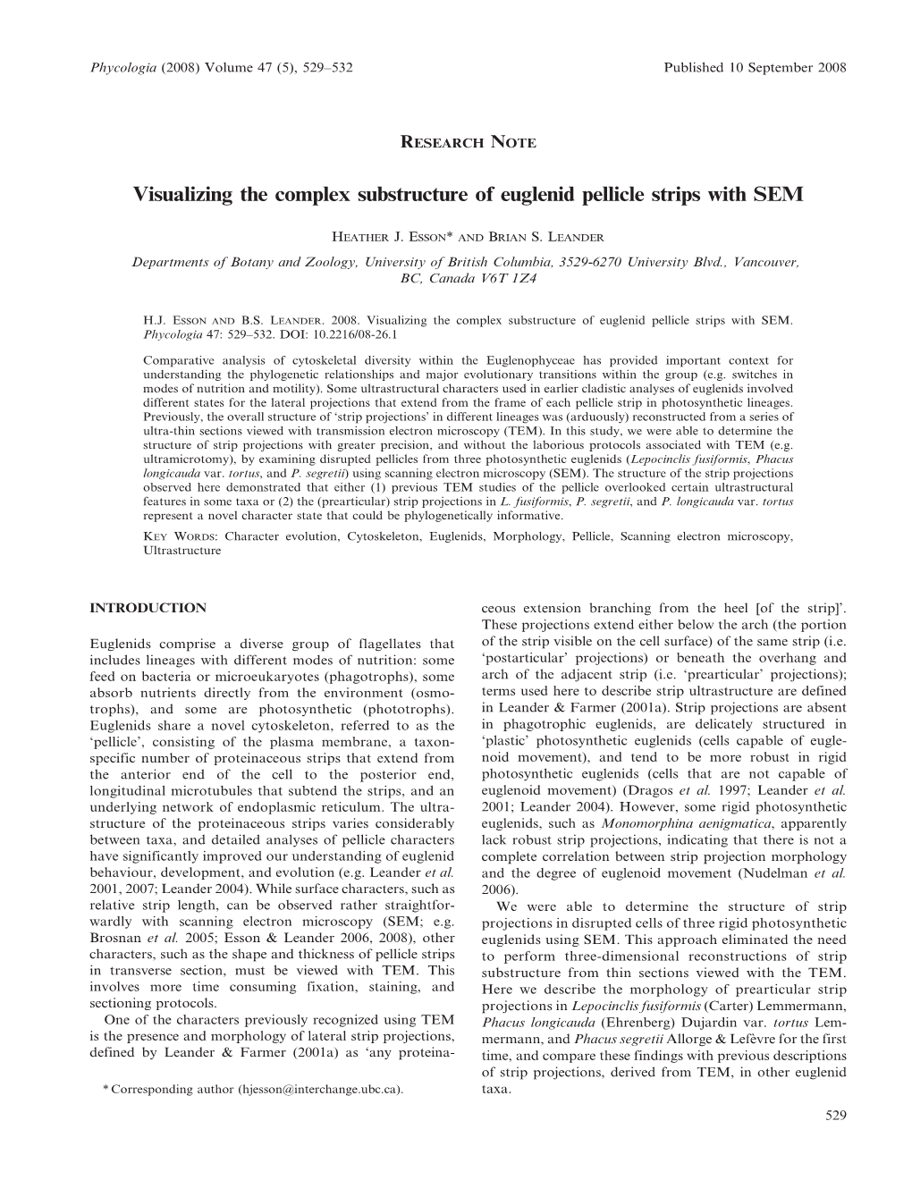 Visualizing the Complex Substructure of Euglenid Pellicle Strips with SEM