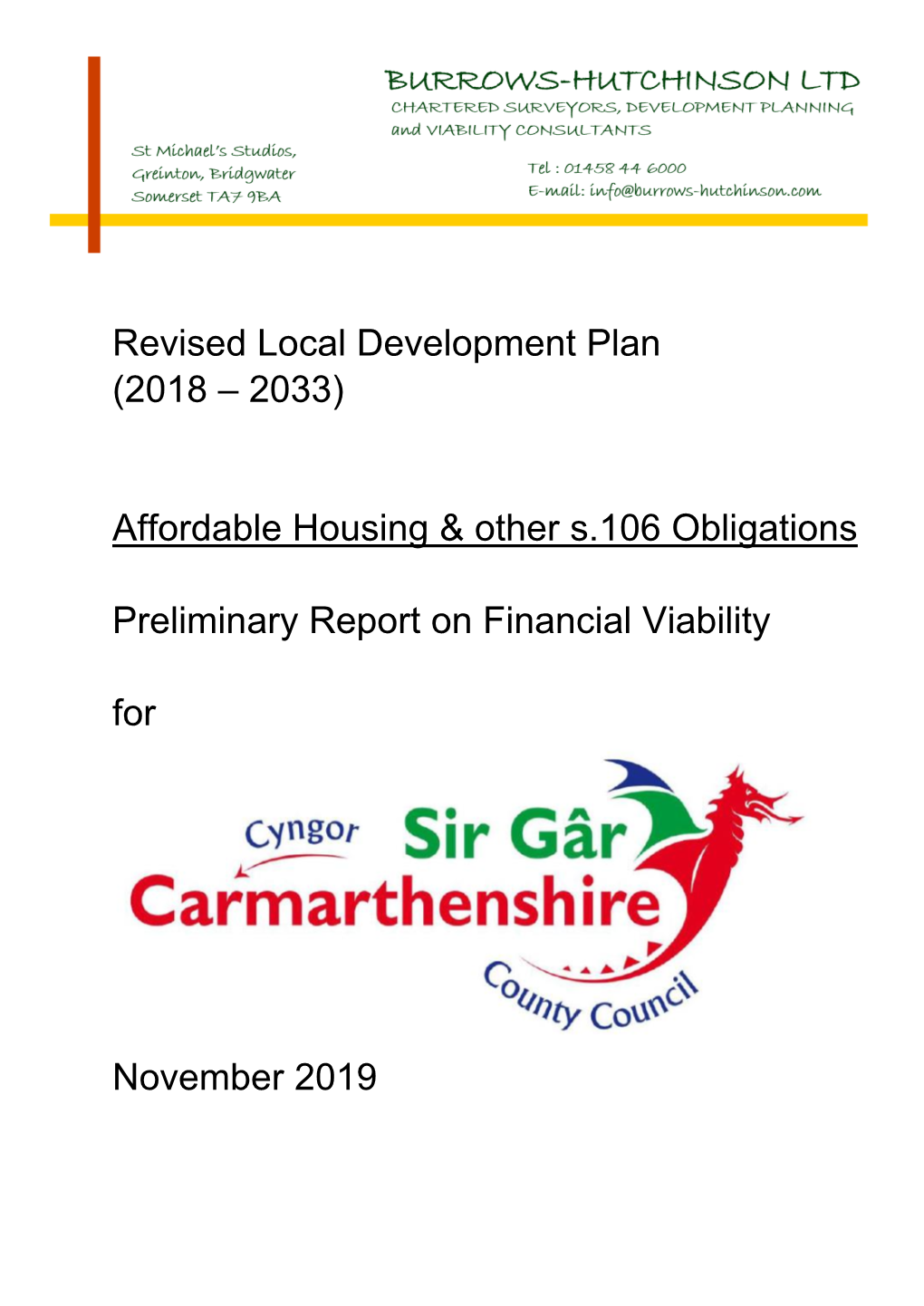 Revised Local Development Plan (2018 – 2033) Affordable Housing & Other S.106 Obligations Preliminary Report on Financial