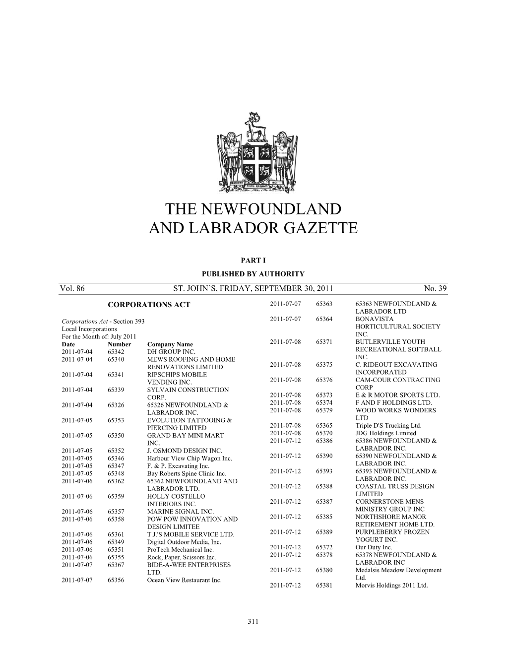 The Newfoundland and Labrador Gazette