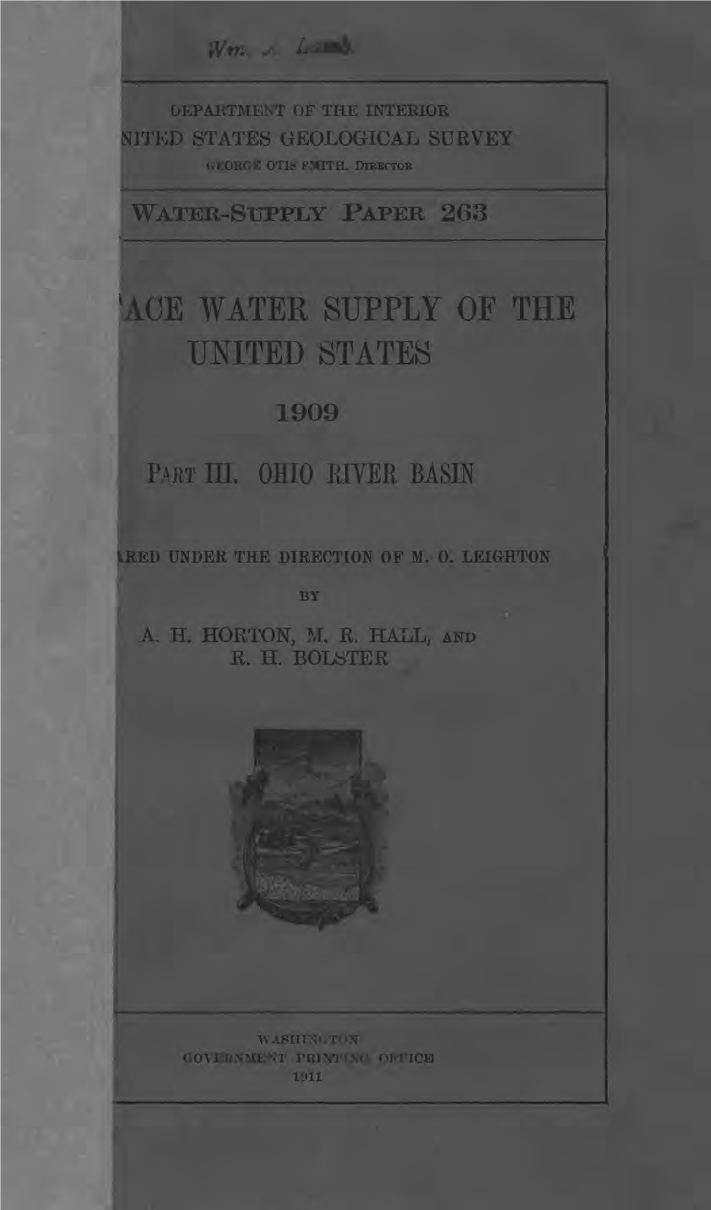 'ACE WATER SUPPLY of the UNITED STATES M 1909