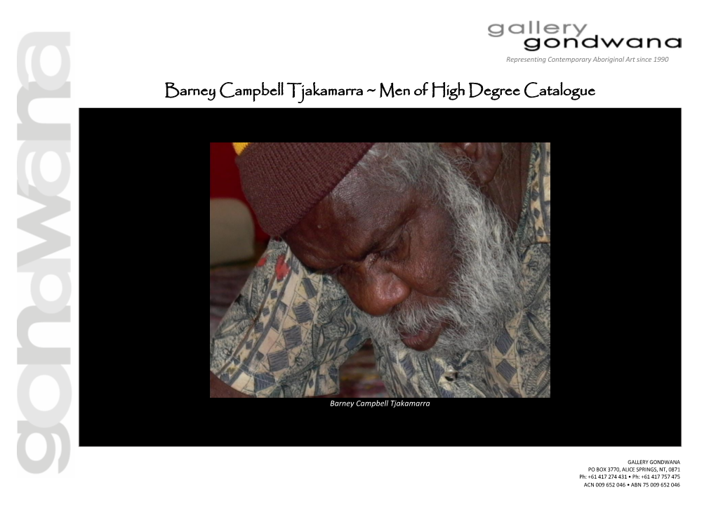 Barney Campbell Tjakamarra ~ Men of High Degree Catalogue