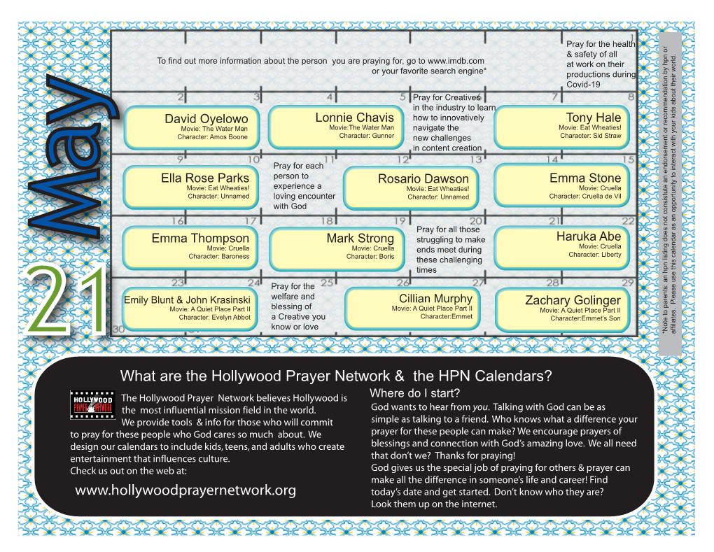 What Are the Hollywood Prayer Network & the HPN Calendars