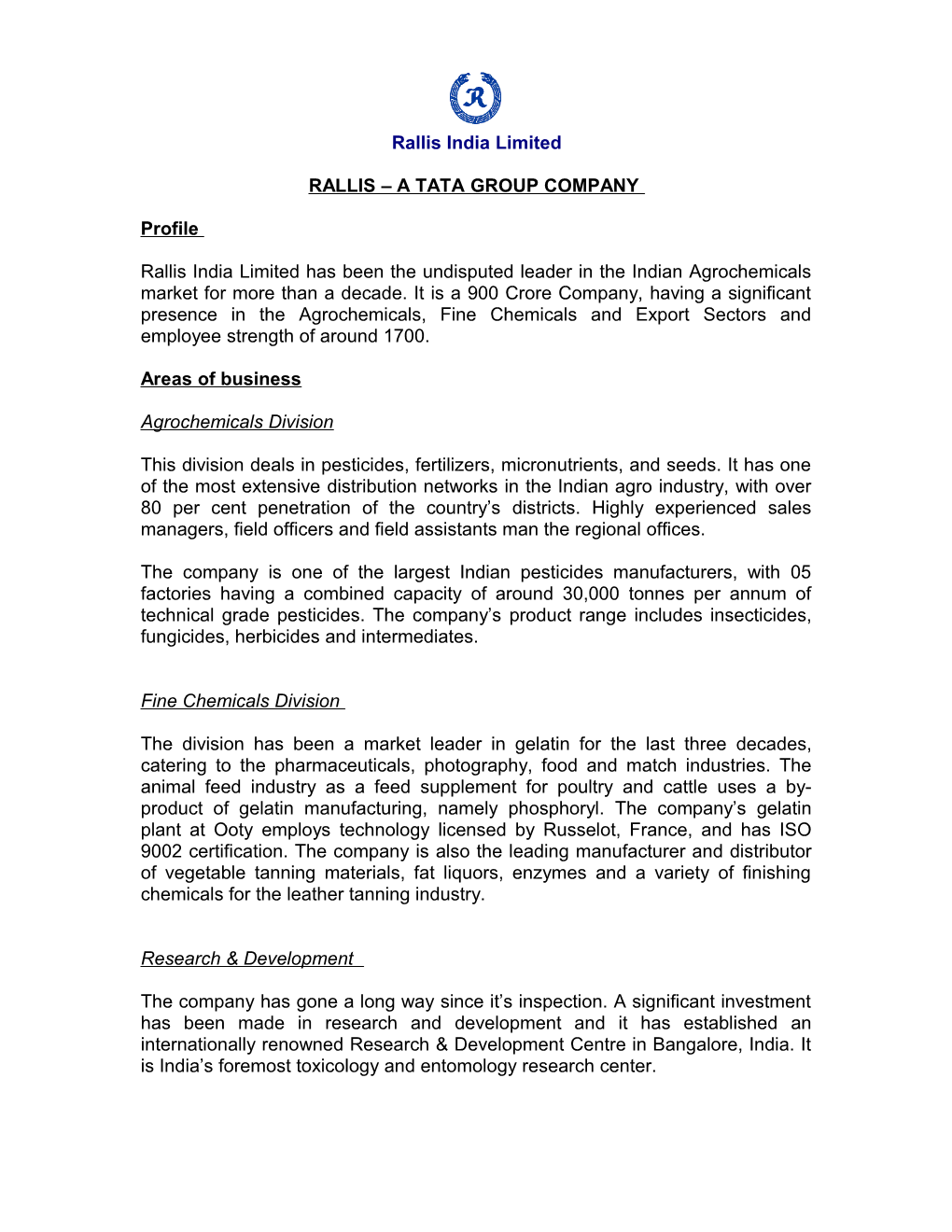 Rallis a Tata Group Company