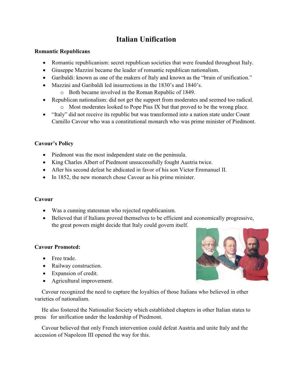 Italian Unification Handout