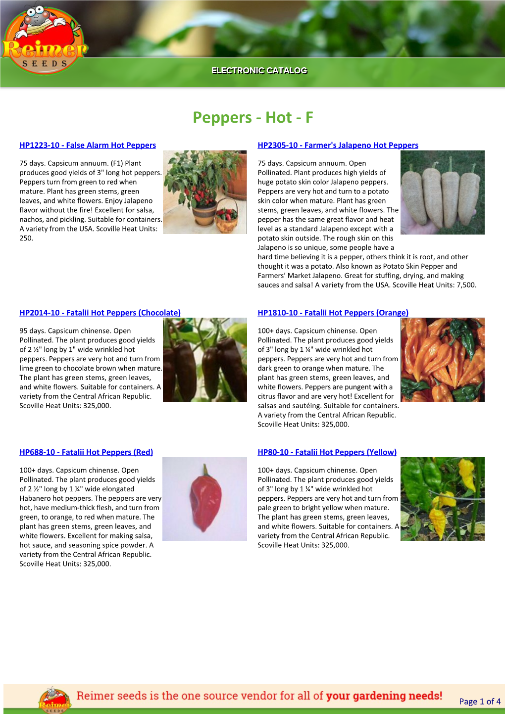 Reimer Seeds Catalog