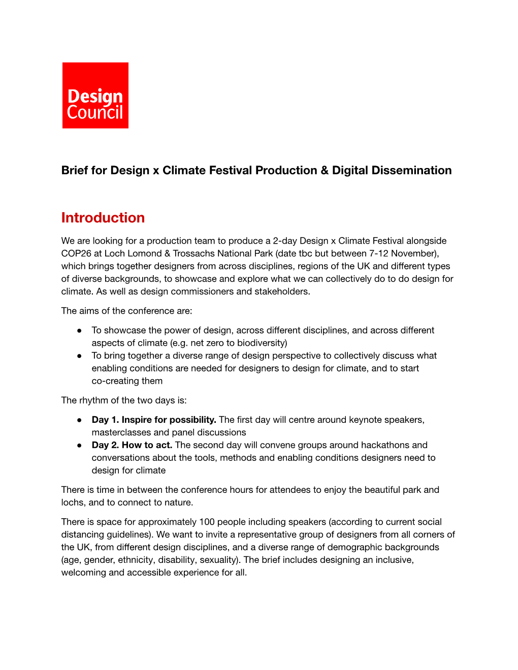 Brief for Design X Climate Festival Production & Digital Dissemination