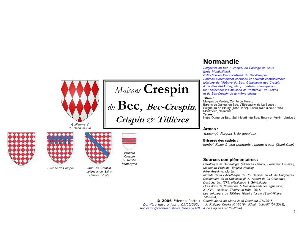 Du Bec, Bec-Crespin, Crispin & Tillières