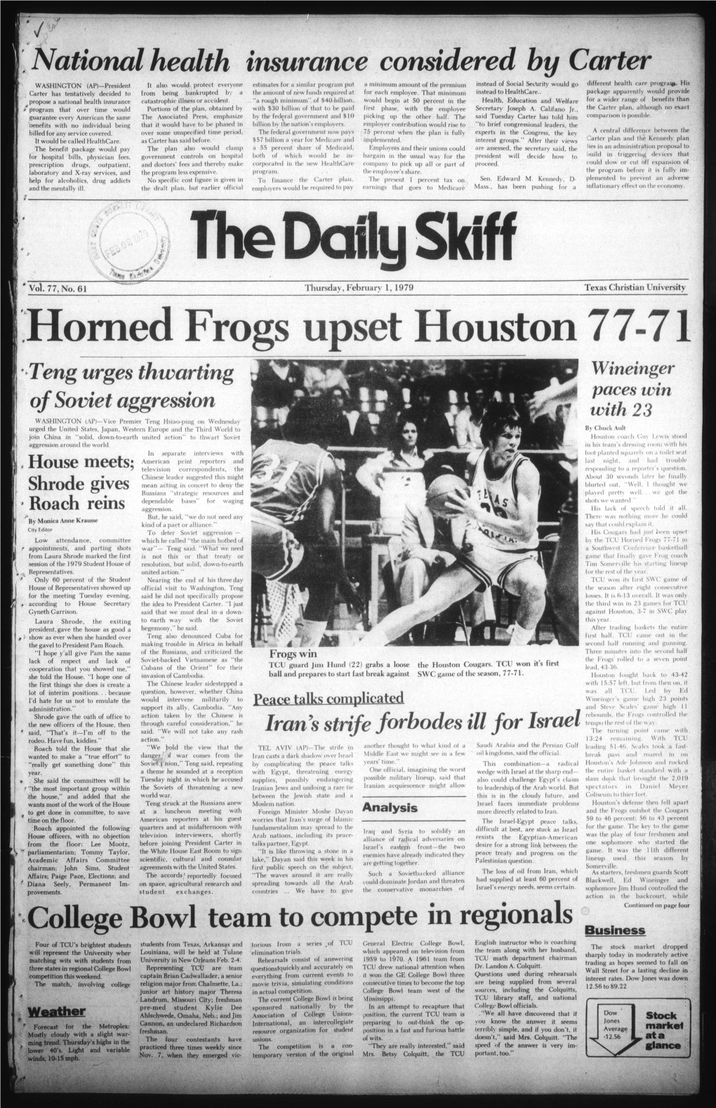 Horned Frogs Upset Houston 77-71