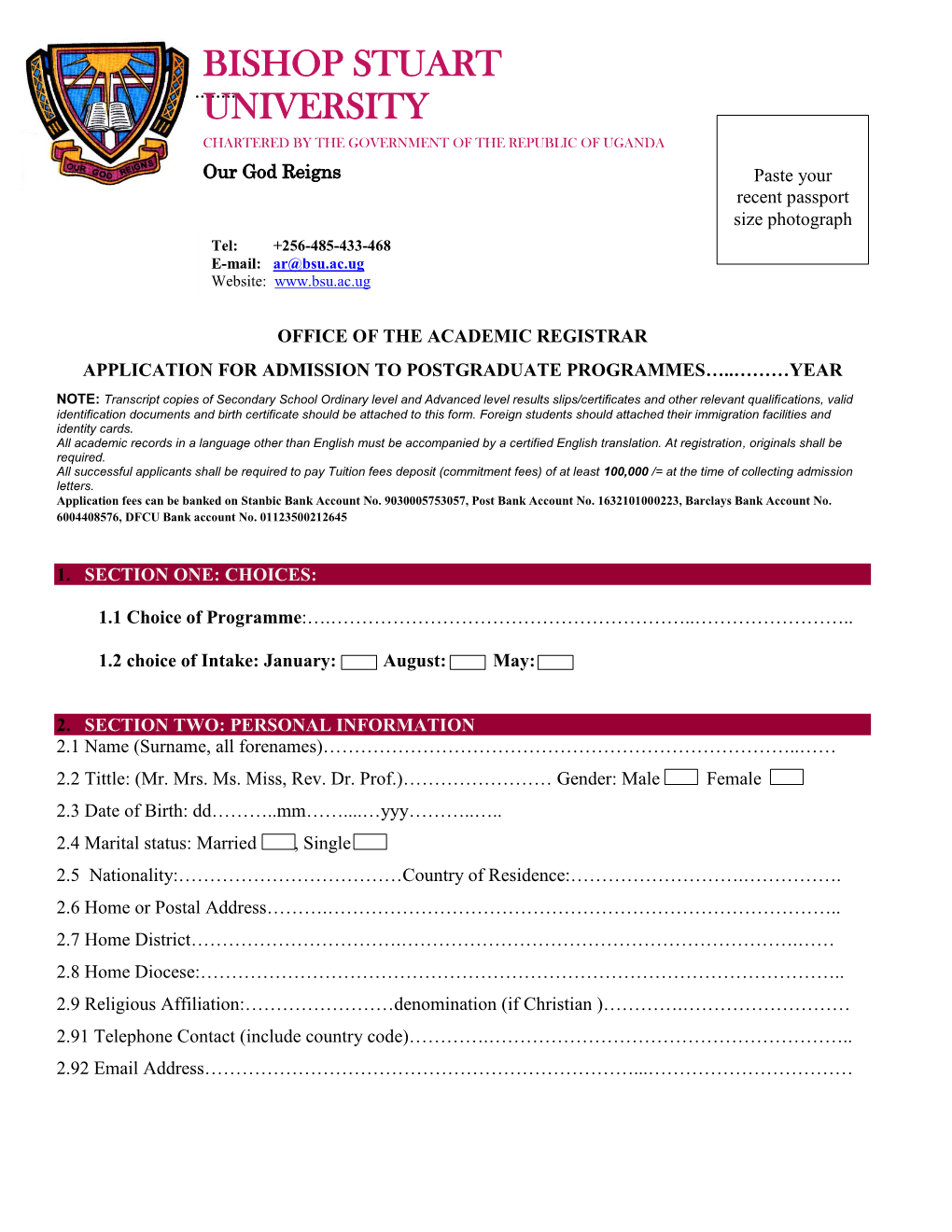 Application for Admission to the MA and Ph