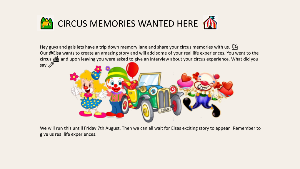 Circus Memories Wanted Here