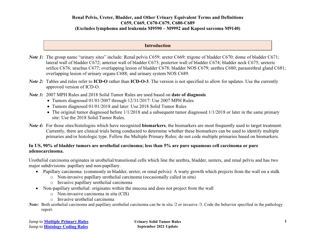 Urinary Solid Tumor Rules 2018