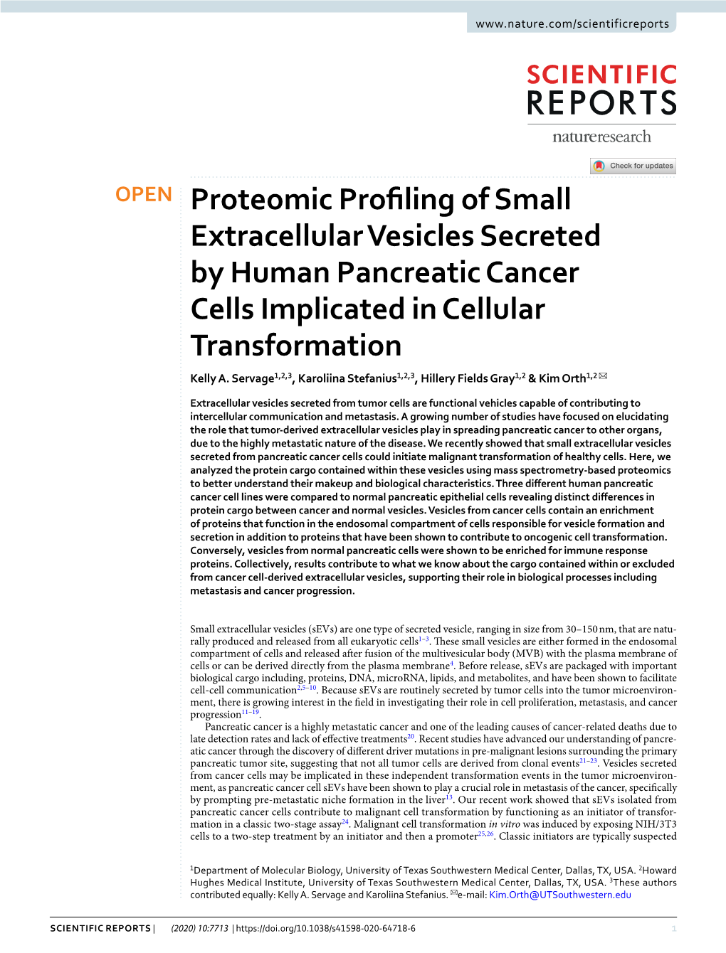 Proteomic Profiling of Small Extracellular Vesicles Secreted By