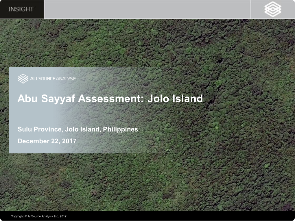 Abu Sayyaf Assessment: Jolo Island