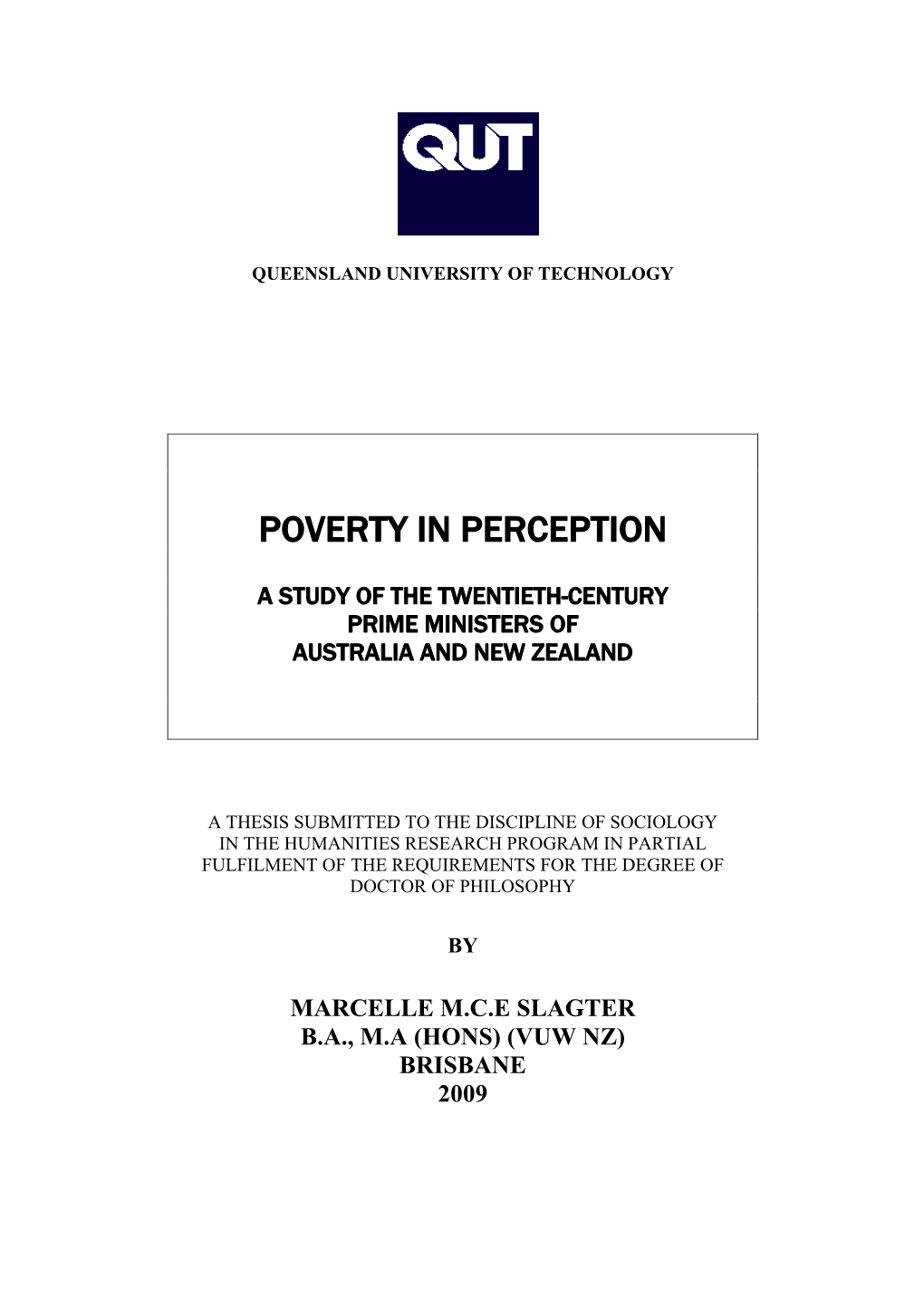 Poverty in Perception