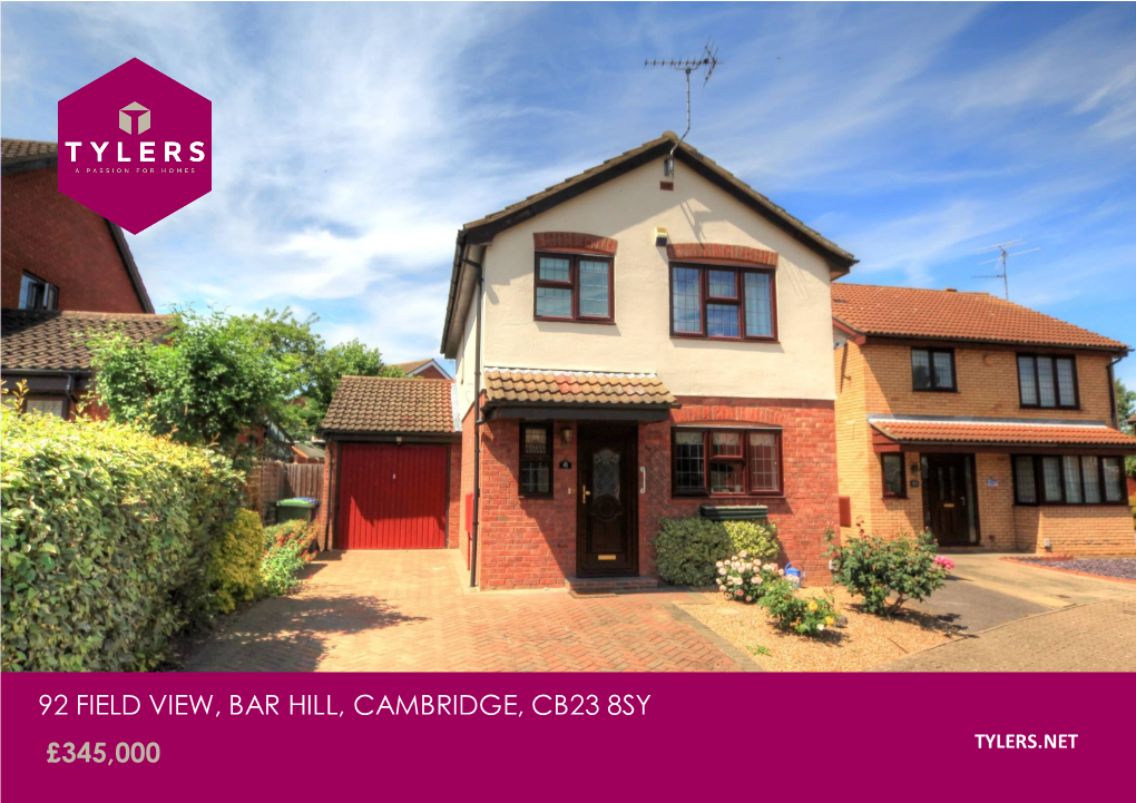 92 Field View, Bar Hill, Cambridge, Cb23 8Sy £345,000