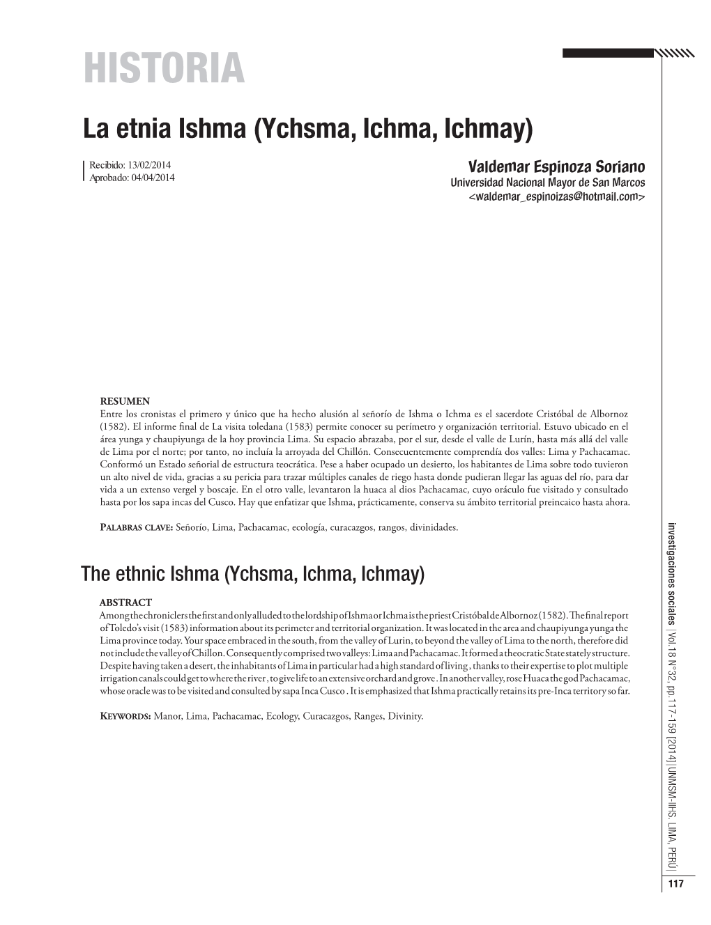 HISTORIA La Etnia Ishma (Ychsma, Ichma, Ichmay)