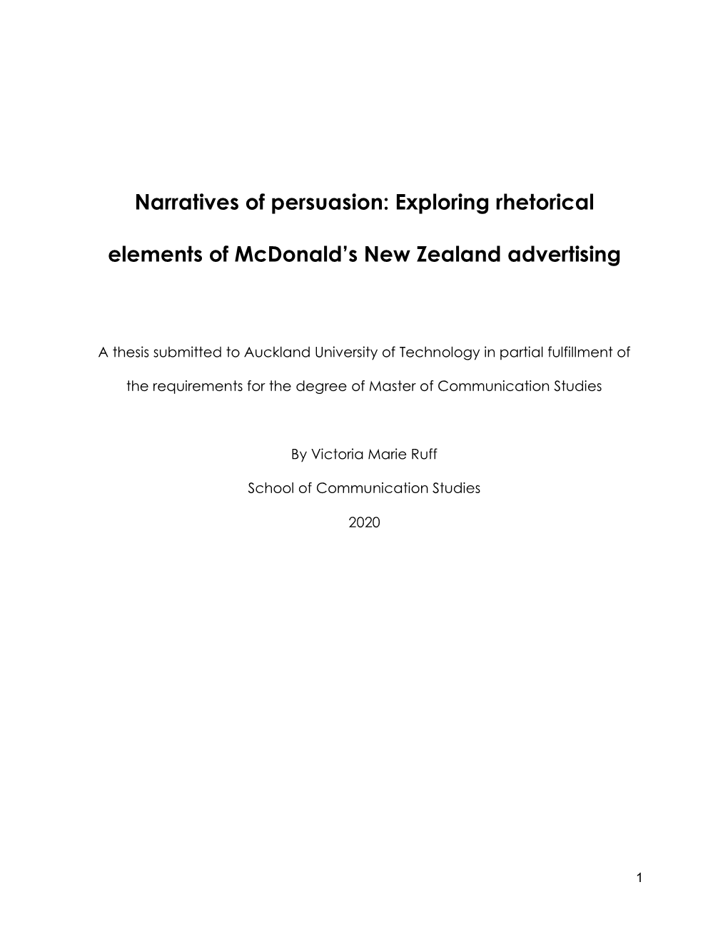 Narratives of Persuasion: Exploring Rhetorical Elements of Mcdonald's New Zealand Advertising