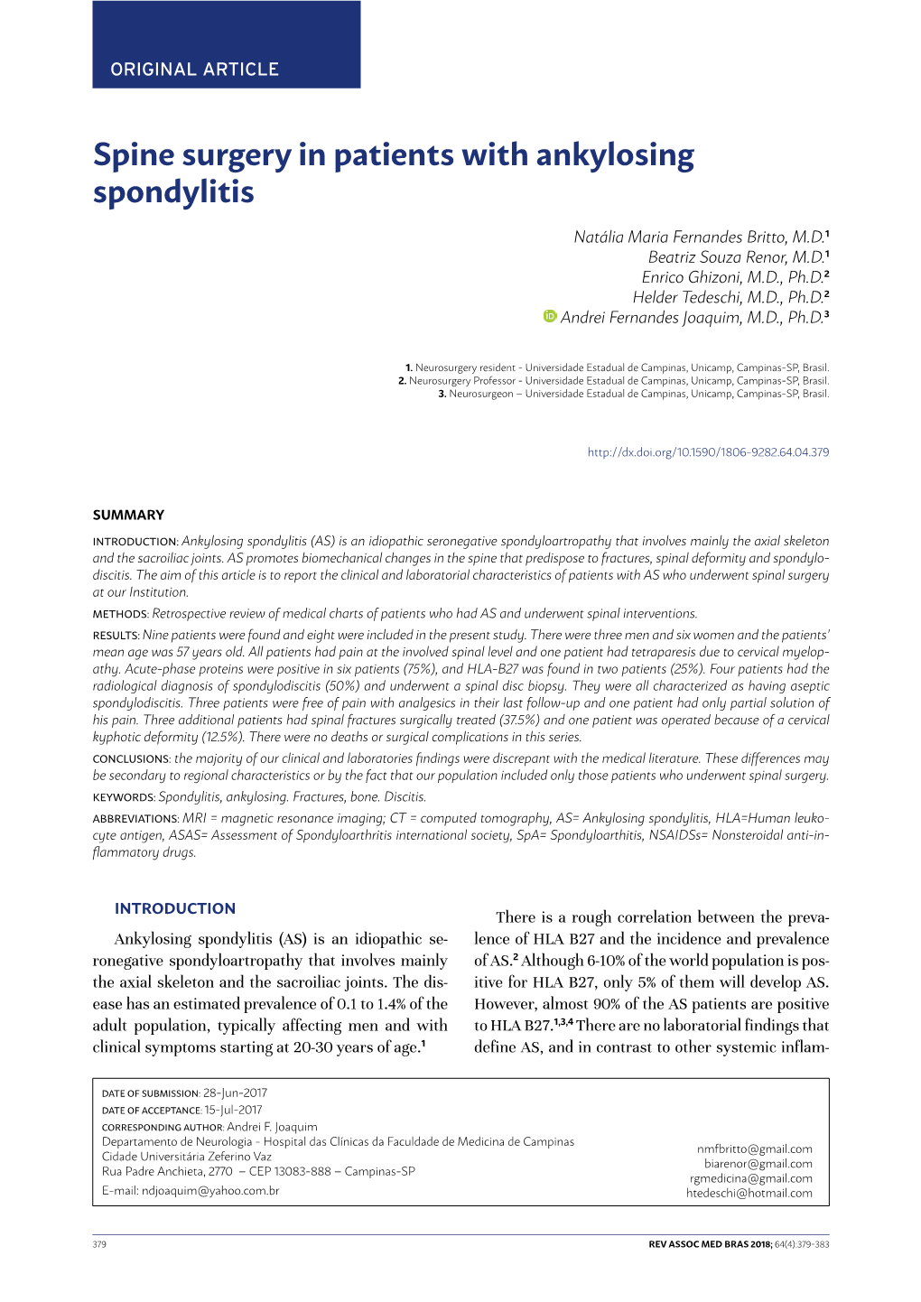 Spine Surgery in Patients with Ankylosing Spondylitis