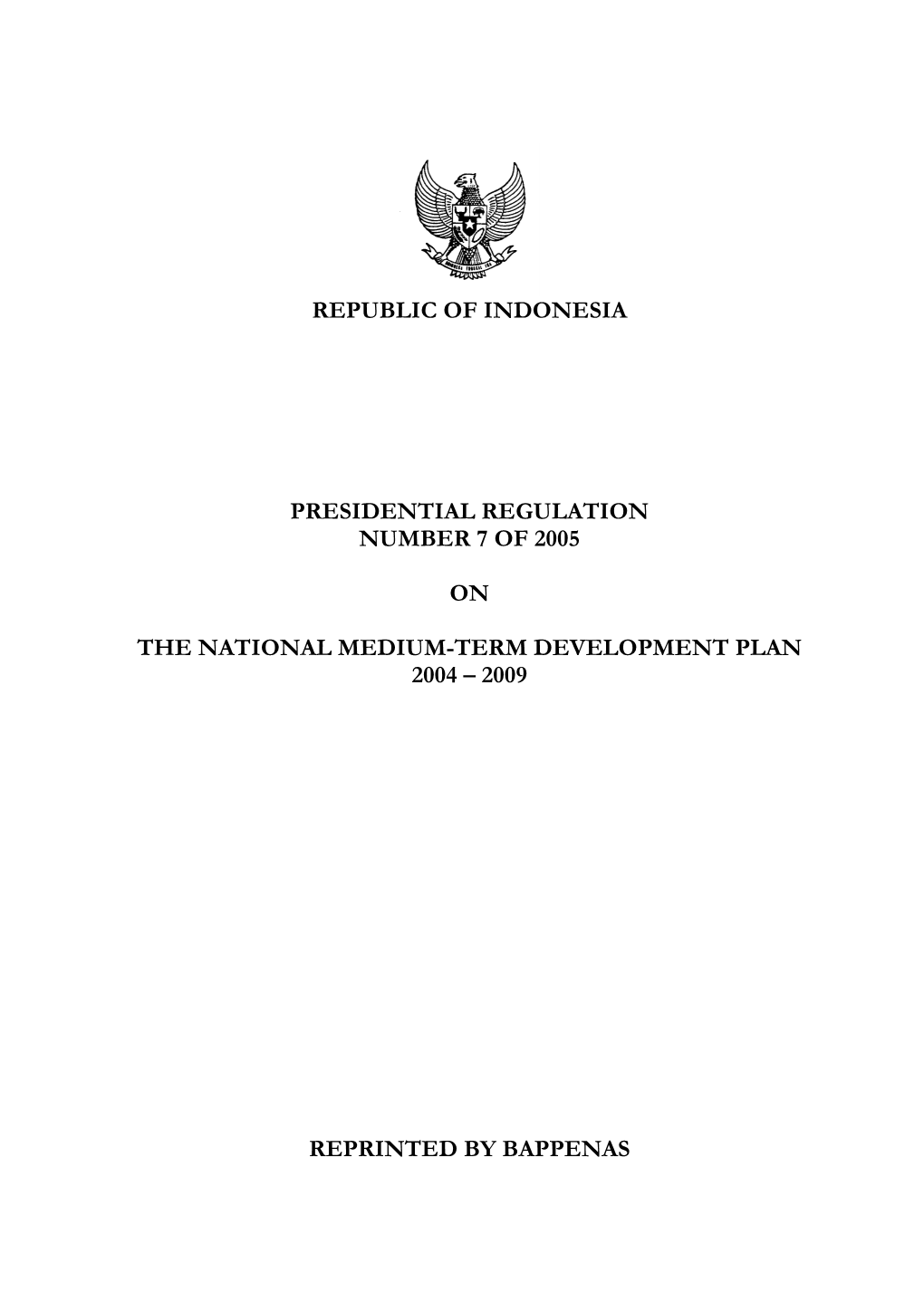 Republic of Indonesia Presidential Regulation