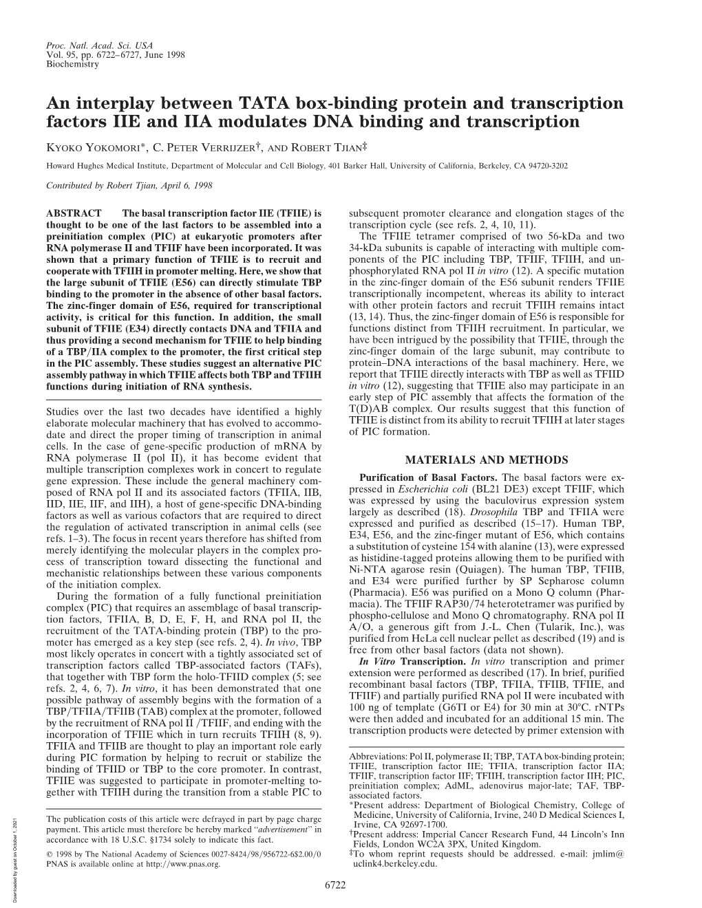 An Interplay Between TATA Box-Binding Protein and Transcription Factors IIE and IIA Modulates DNA Binding and Transcription