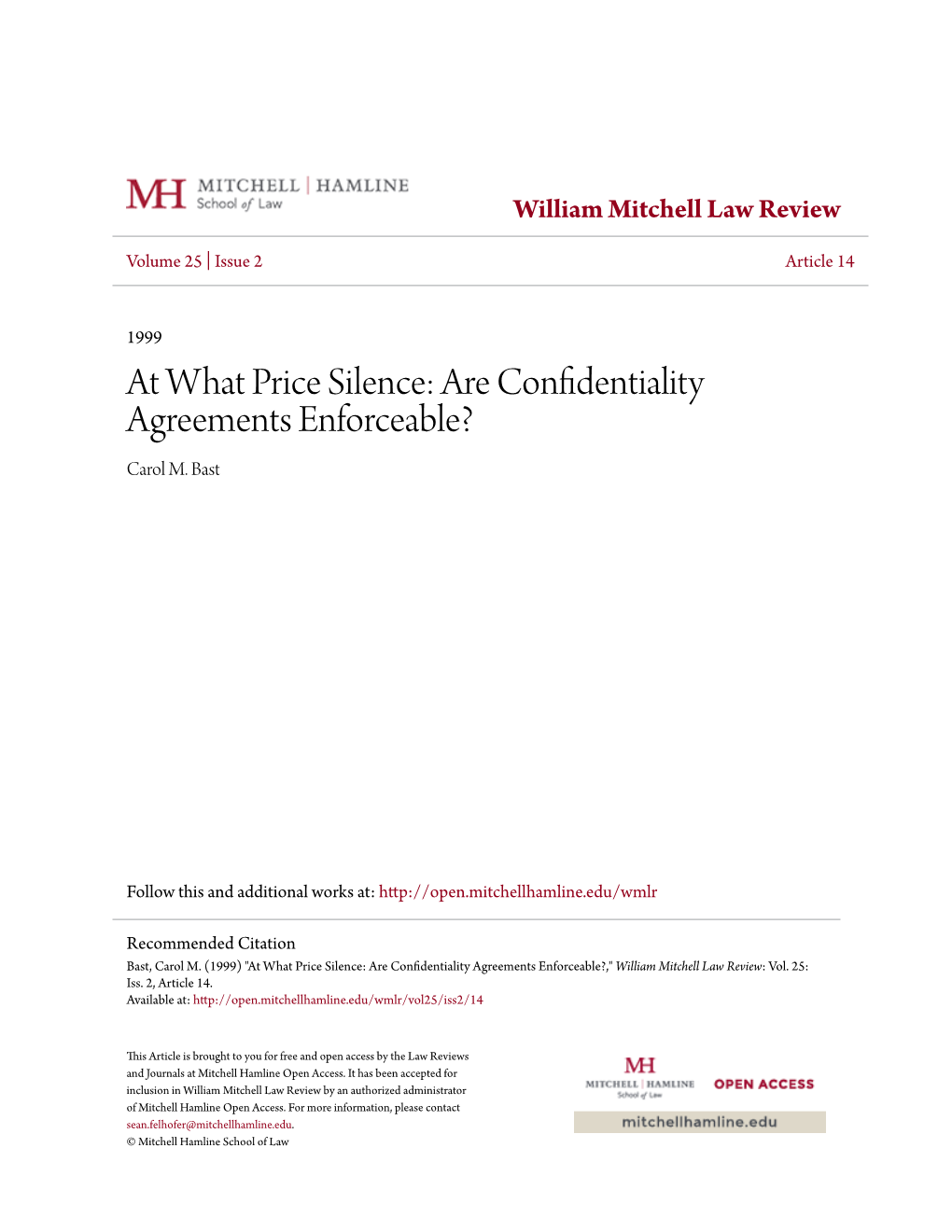 Are Confidentiality Agreements Enforceable? Carol M