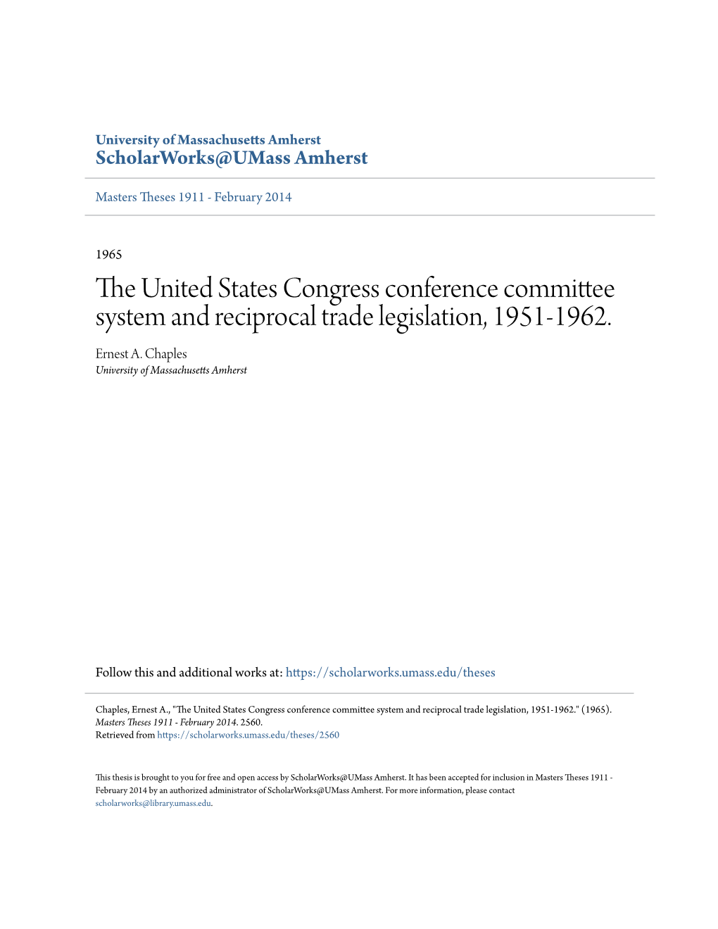 The United States Congress Conference Committee System And