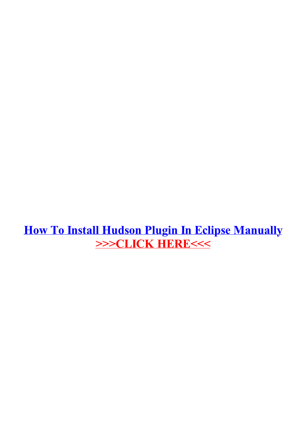 How to Install Hudson Plugin in Eclipse Manually