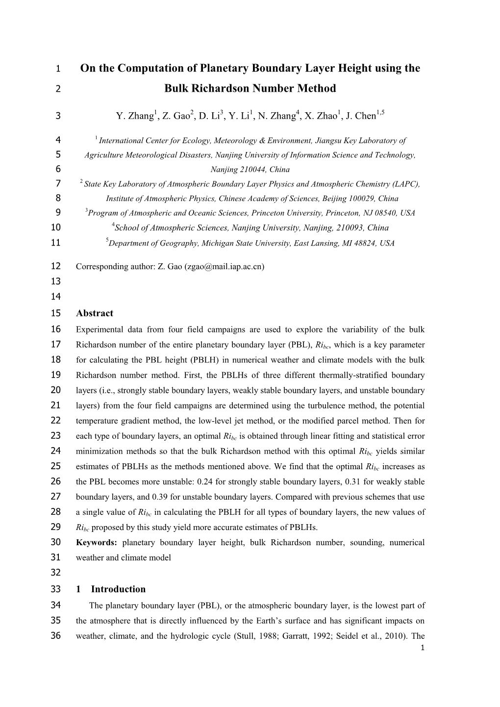 On the Computation of Planetary Boundary Layer Height Using The