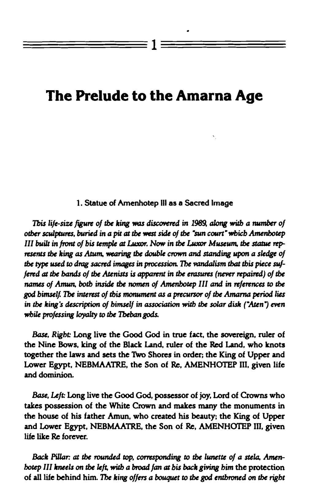 The Prelude to the Amarna Age