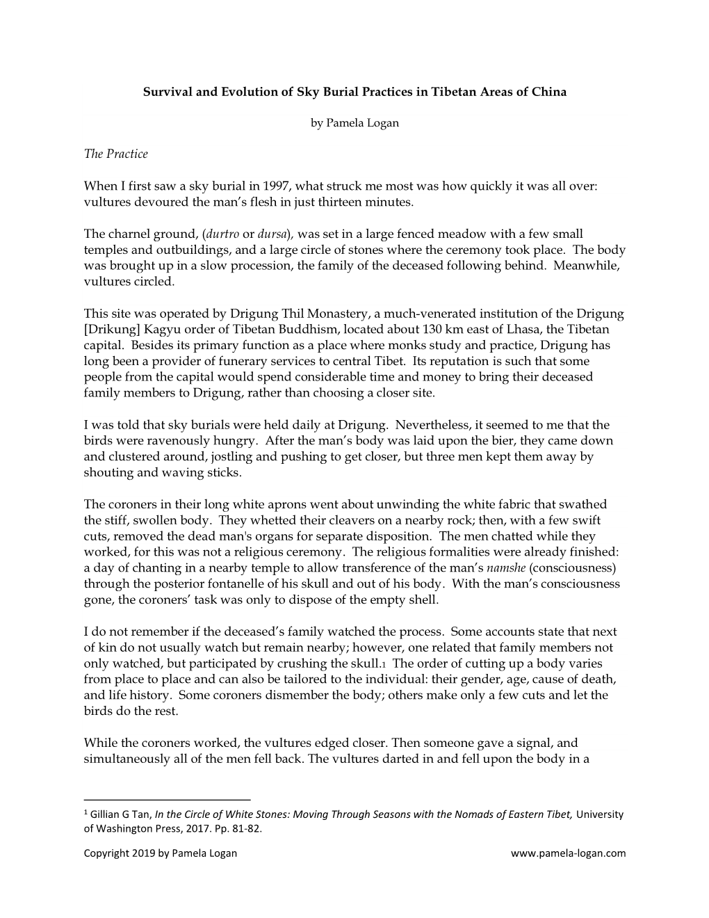 Survival and Evolution of Sky Burial Practices in Tibetan Areas of China the Practice When I First Saw a Sky Burial in 1997