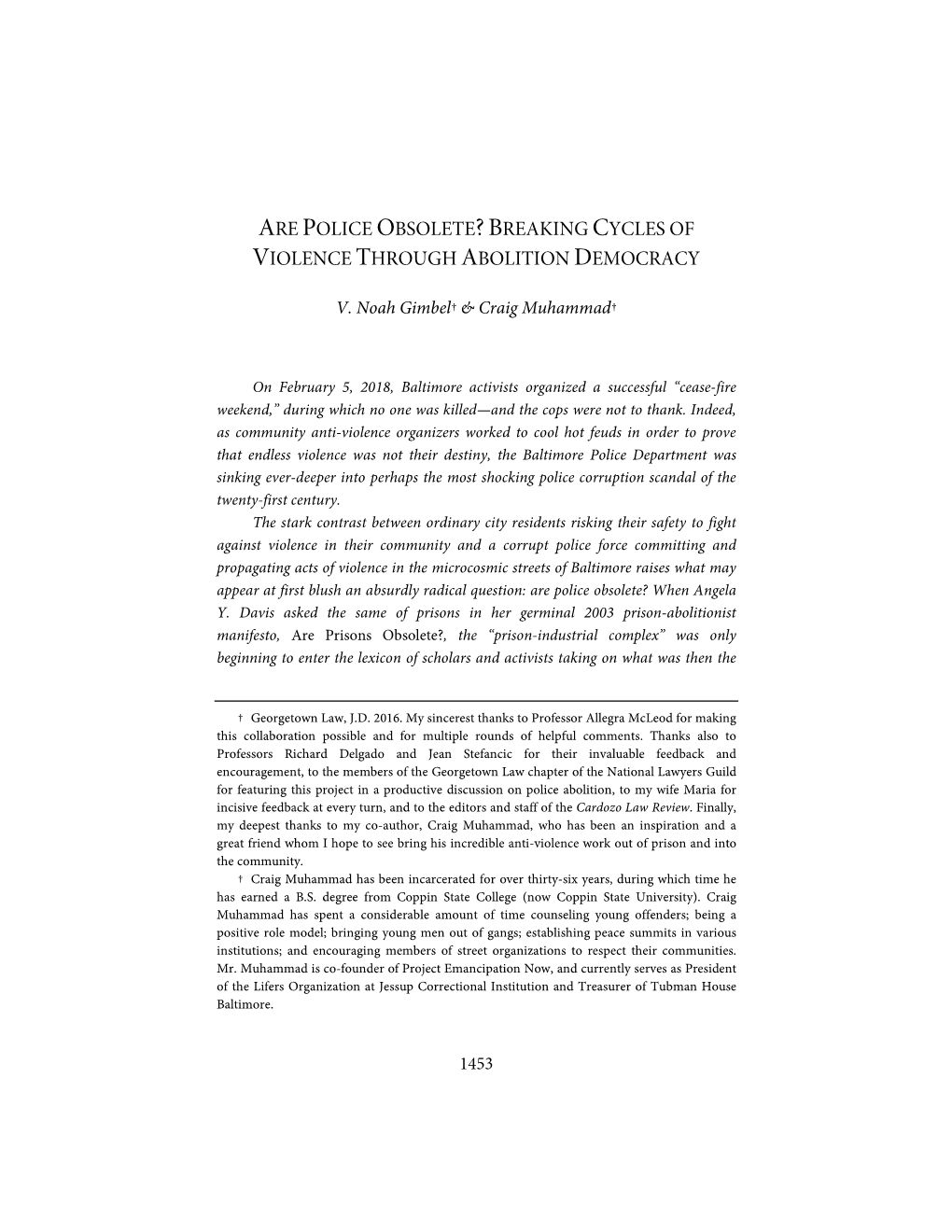 Are Police Obsolete? Breaking Cycles of Violence Through Abolition Democracy