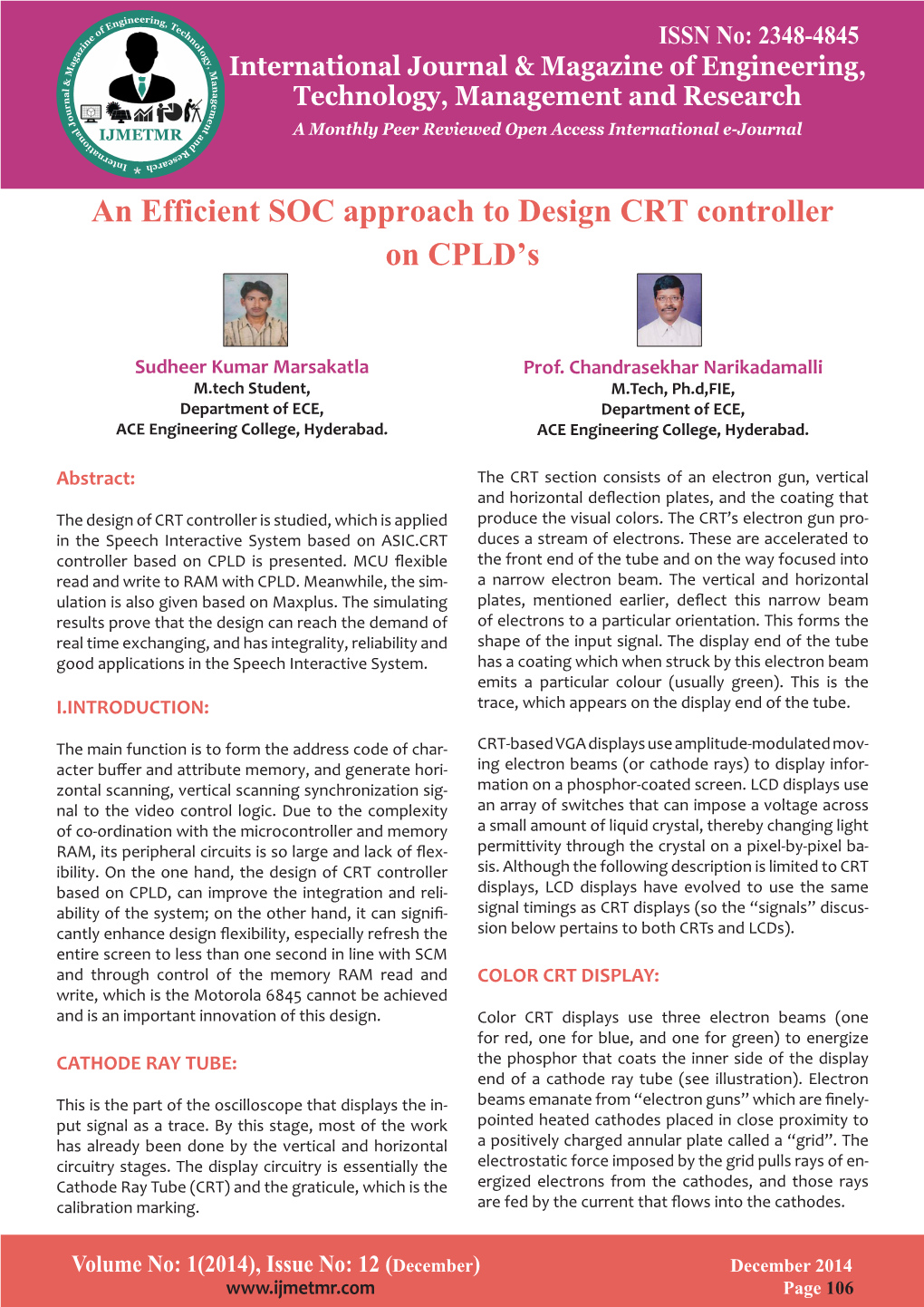 An Efficient SOC Approach to Design CRT Controller on CPLD's