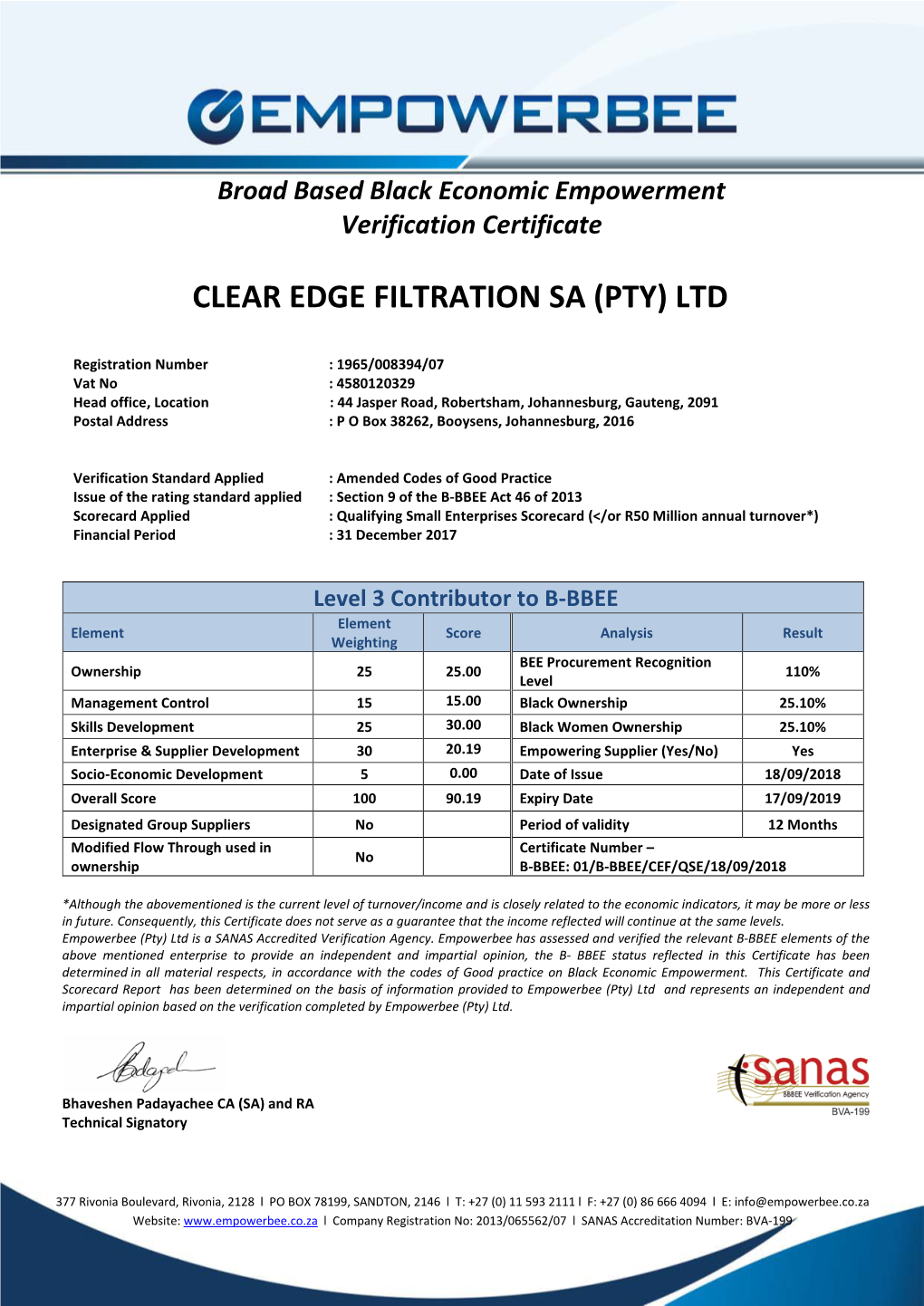 Clear Edge Filtration Sa (Pty) Ltd