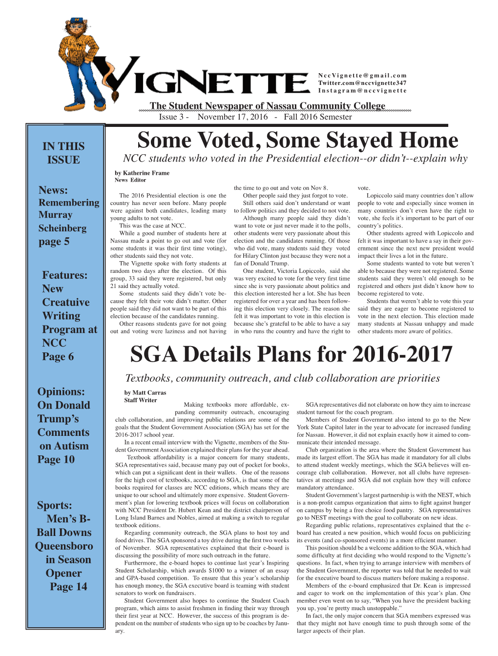 Some Voted, Some Stayed Home SGA Details Plans for 2016-2017