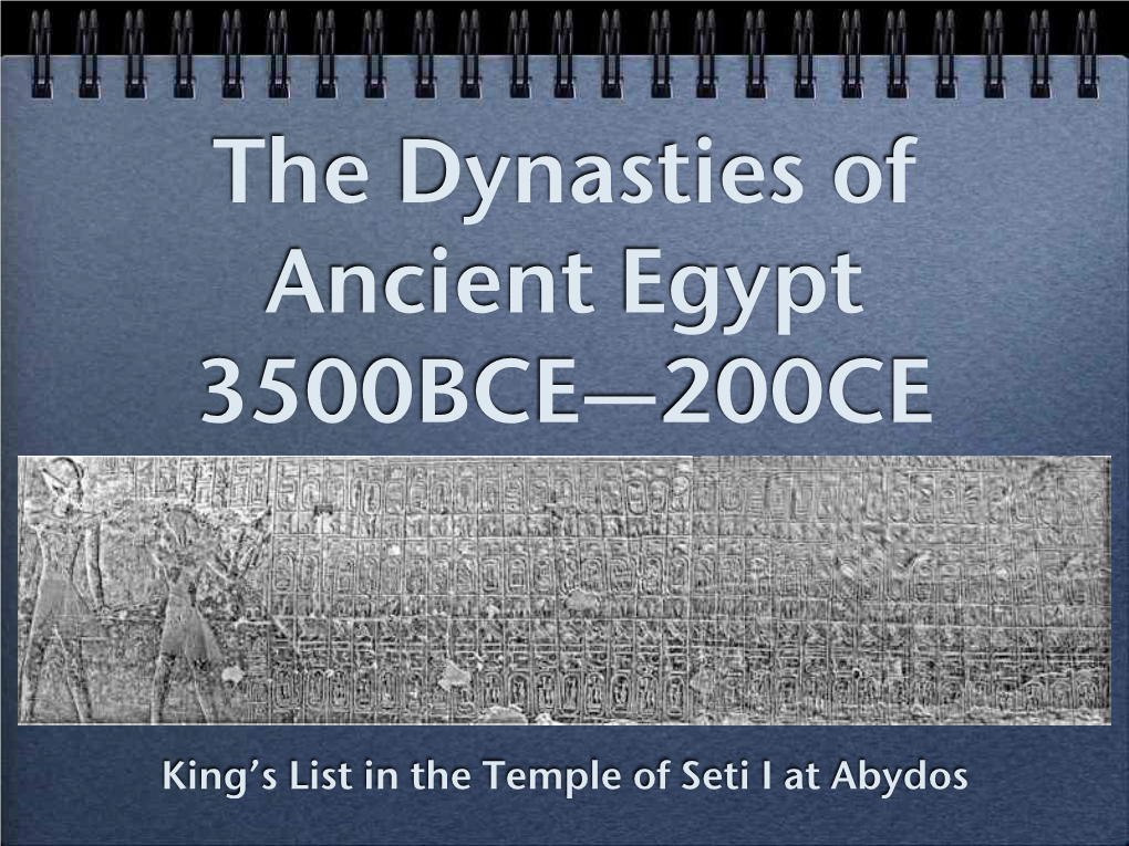 Dynasties of Ancient Egypt 3500BCE—200CE