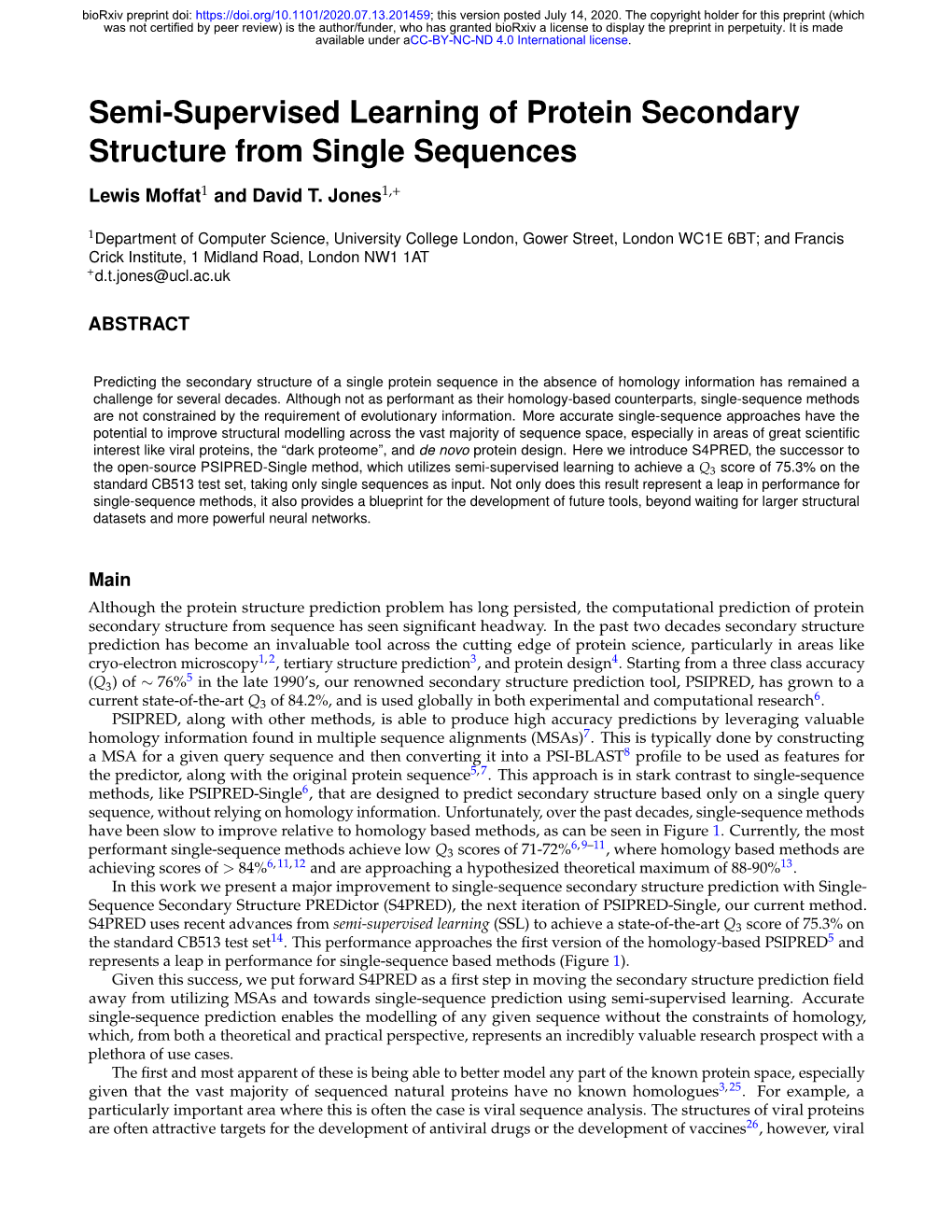 Semi-Supervised Learning of Protein Secondary Structure from Single Sequences