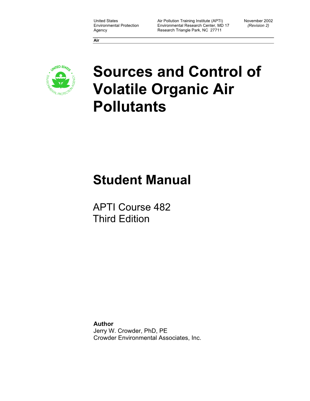 Sources and Control of Volatile Organic Air Pollutants