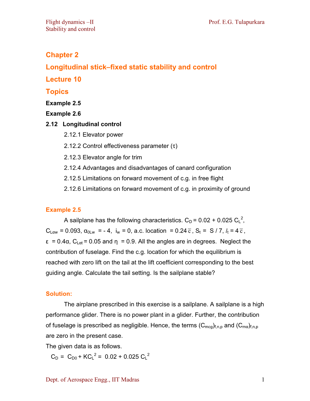 Flight Dynamics II