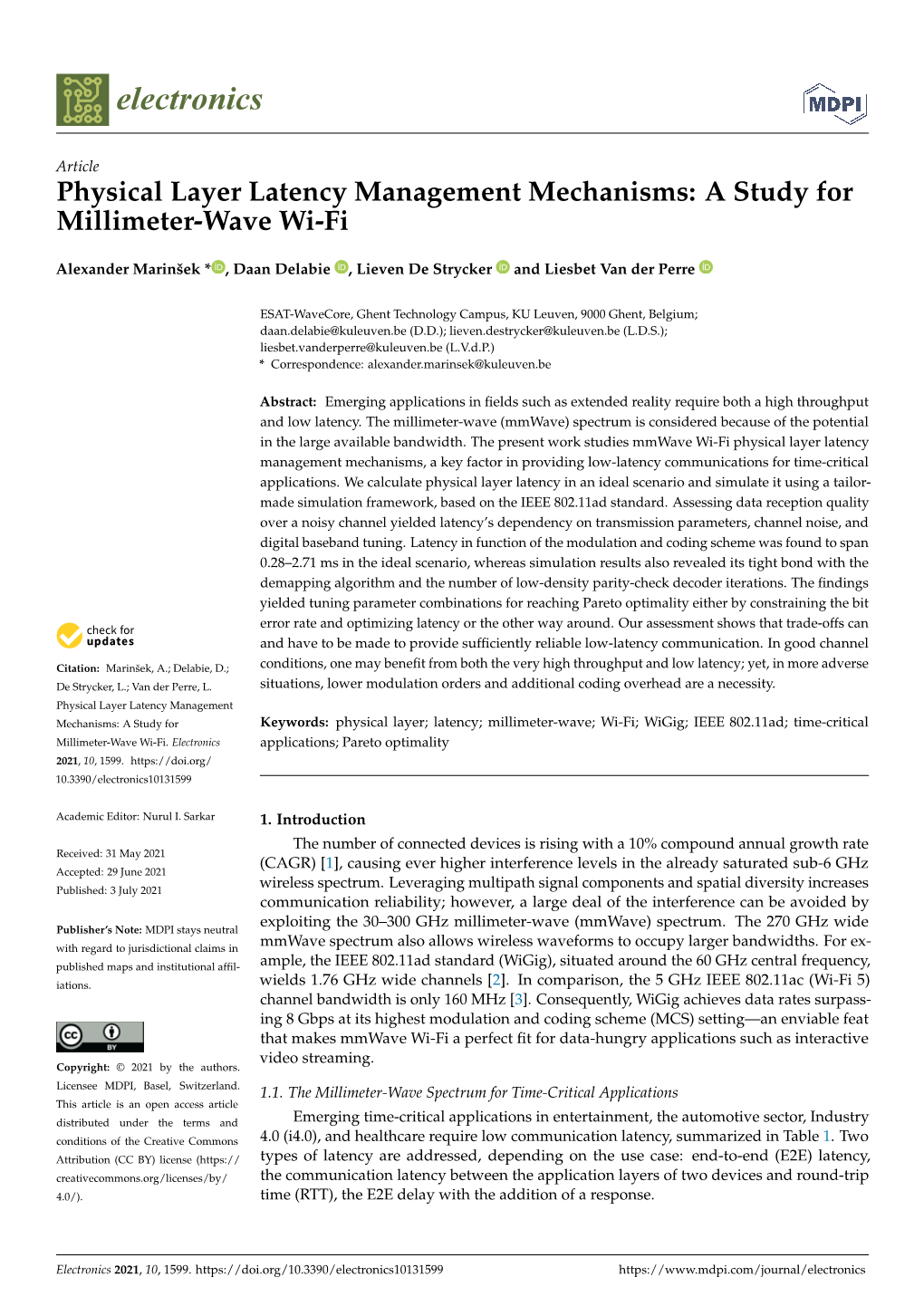 Physical Layer Latency Management Mechanisms: a Study for Millimeter-Wave Wi-Fi