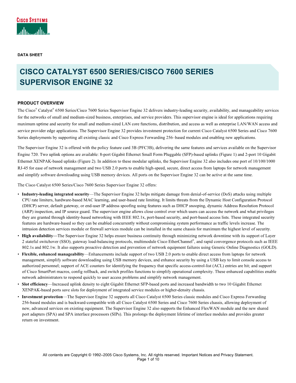 Cisco Catalyst 6500 / Cisco 7600 Series