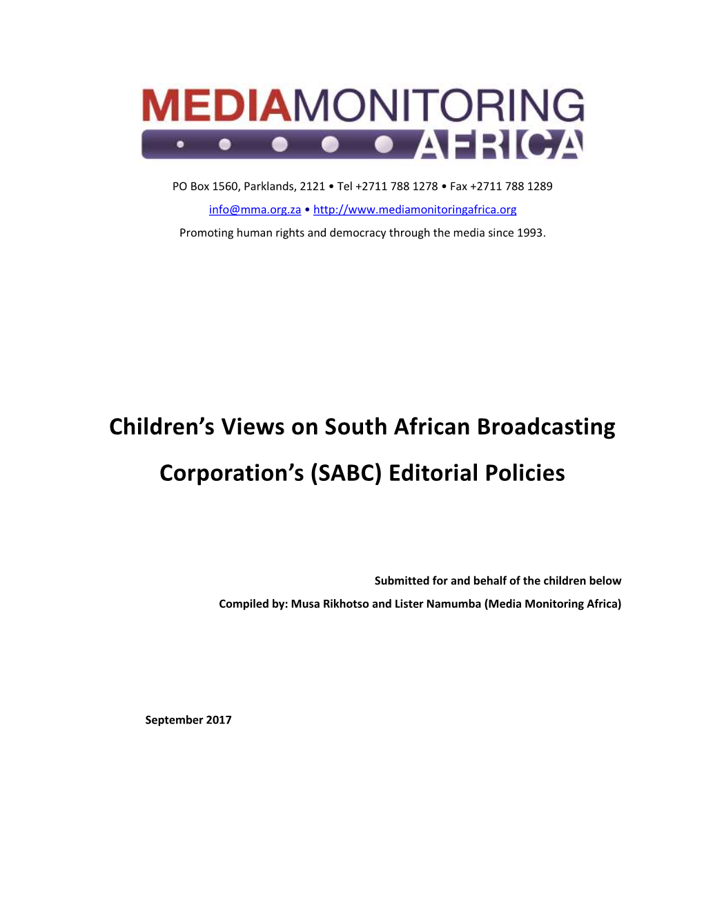 SABC) Editorial Policies