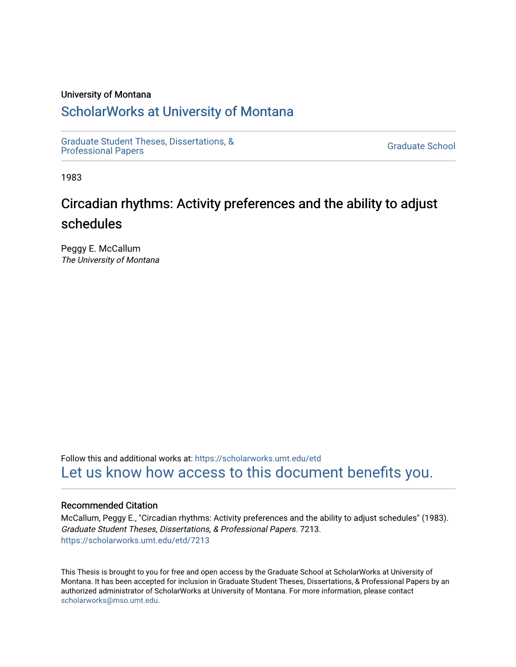 Circadian Rhythms: Activity Preferences and the Ability to Adjust Schedules