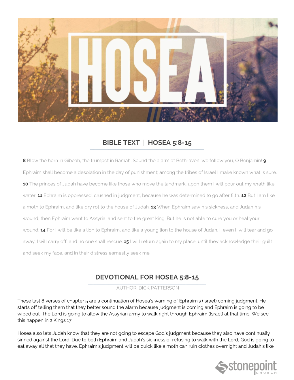Bible Text | Hosea 5:8-15 ______​ ___​ ______