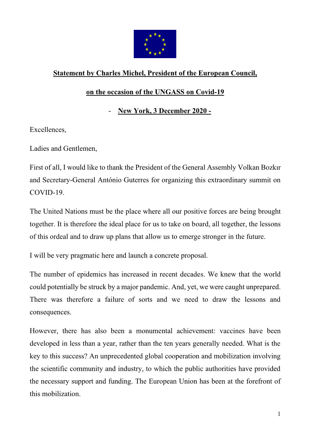 Statement by Charles Michel, President of the European Council