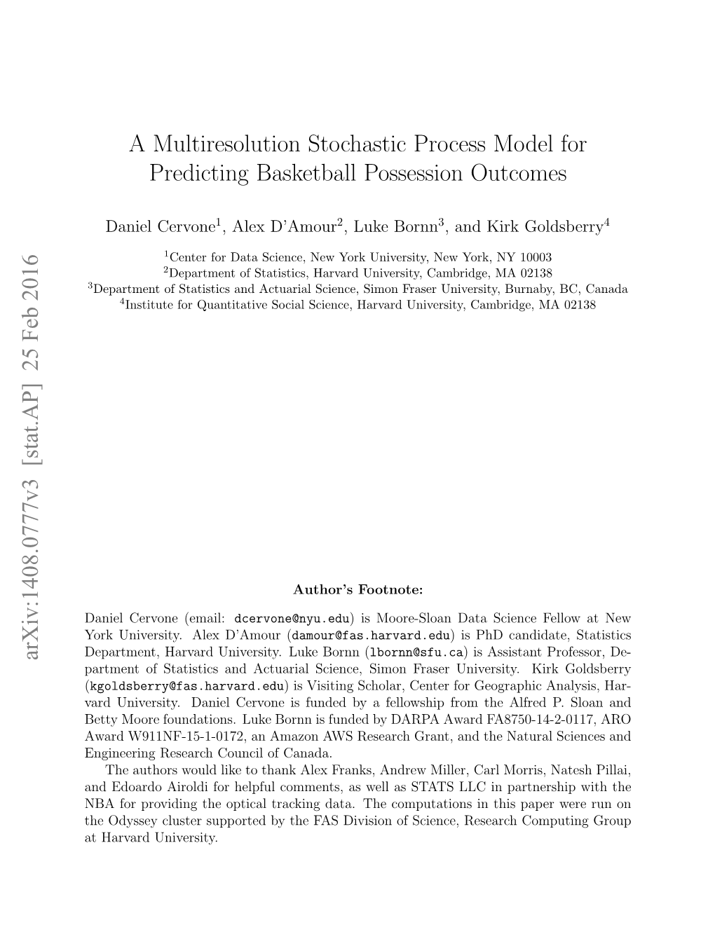A Multiresolution Stochastic Process Model for Predicting Basketball Possession Outcomes