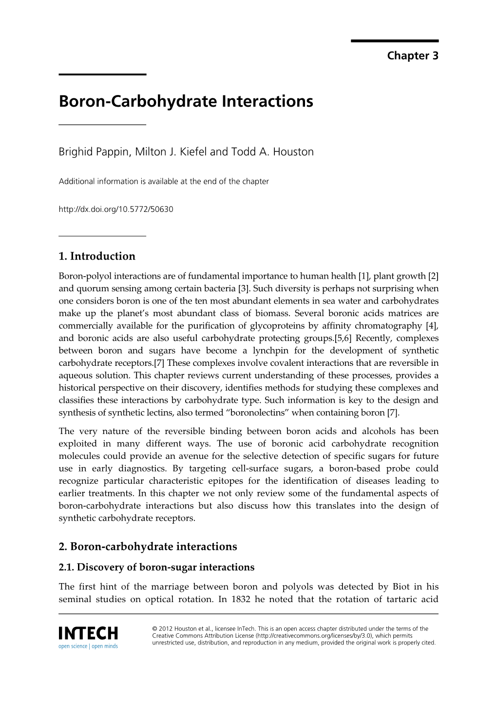 Boron-Carbohydrate Interactions