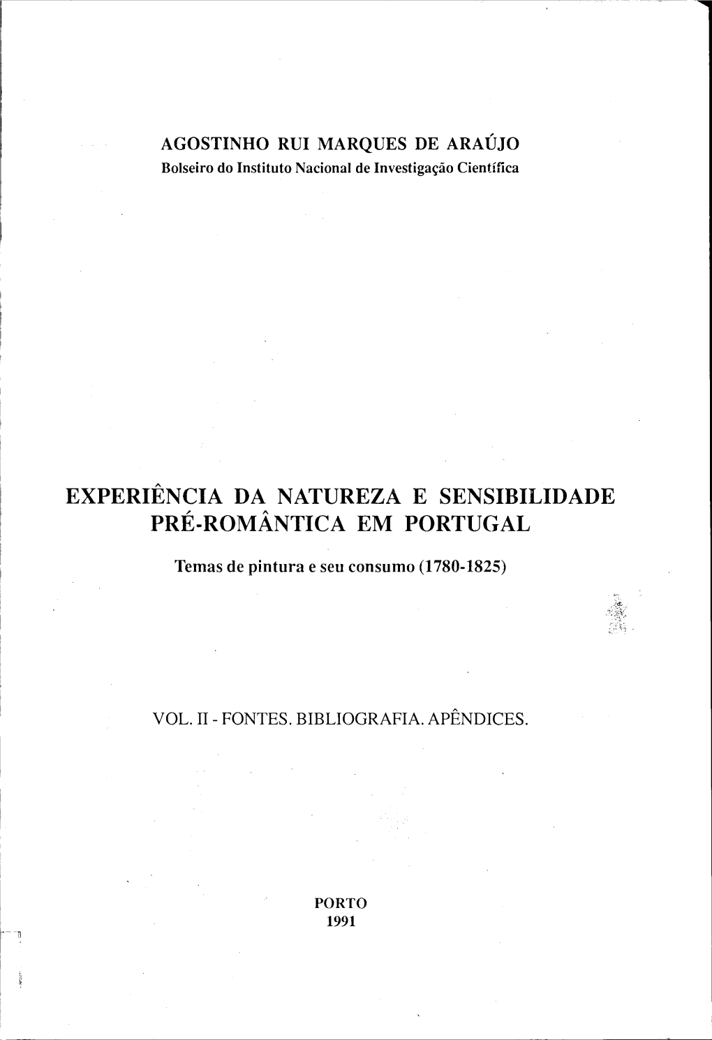 Experiência Da Natureza E Sensibilidade Pré-Romântica Em Portugal