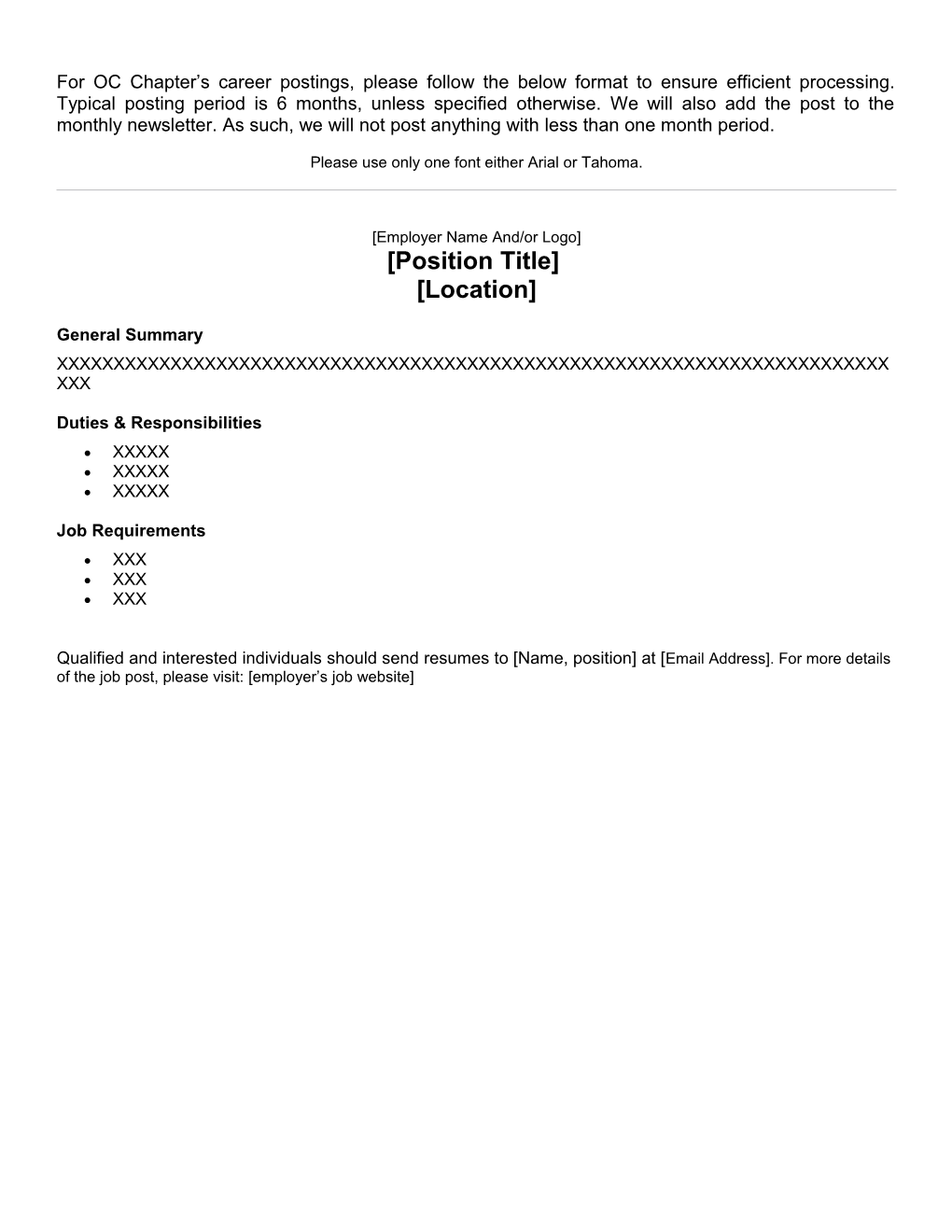 IIA OC Chapter Job Posting Template