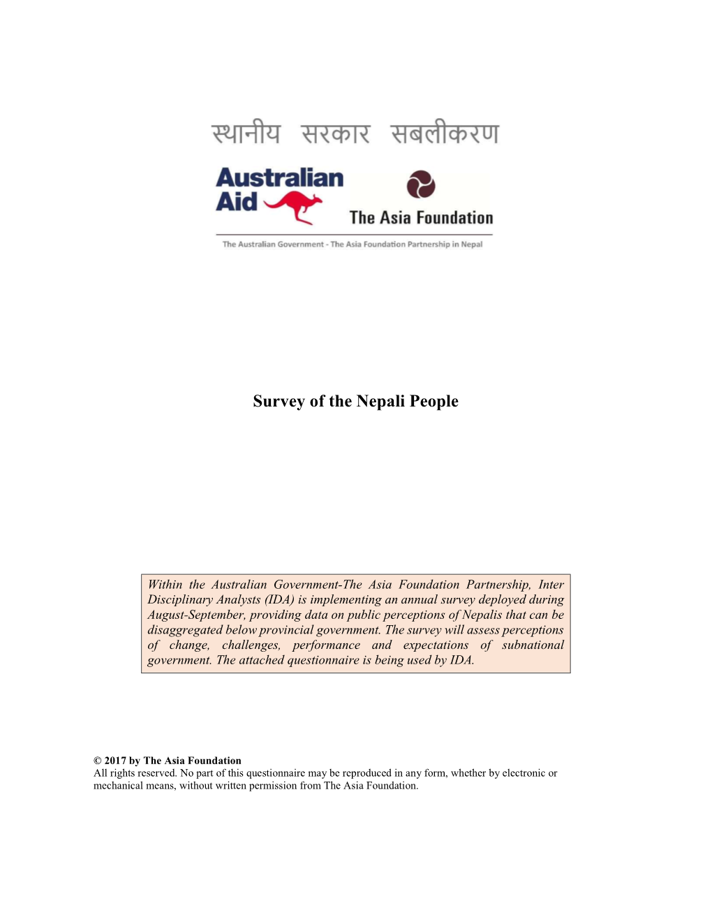 Survey of the Nepali People